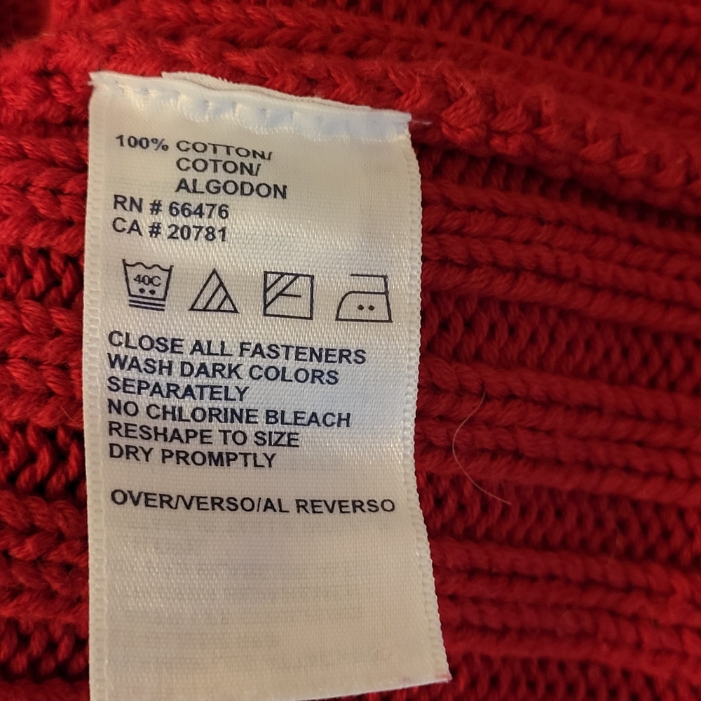 Tommy Hilfiger Red Cotton Zippered Cardigan Small - Picture 9 of 10